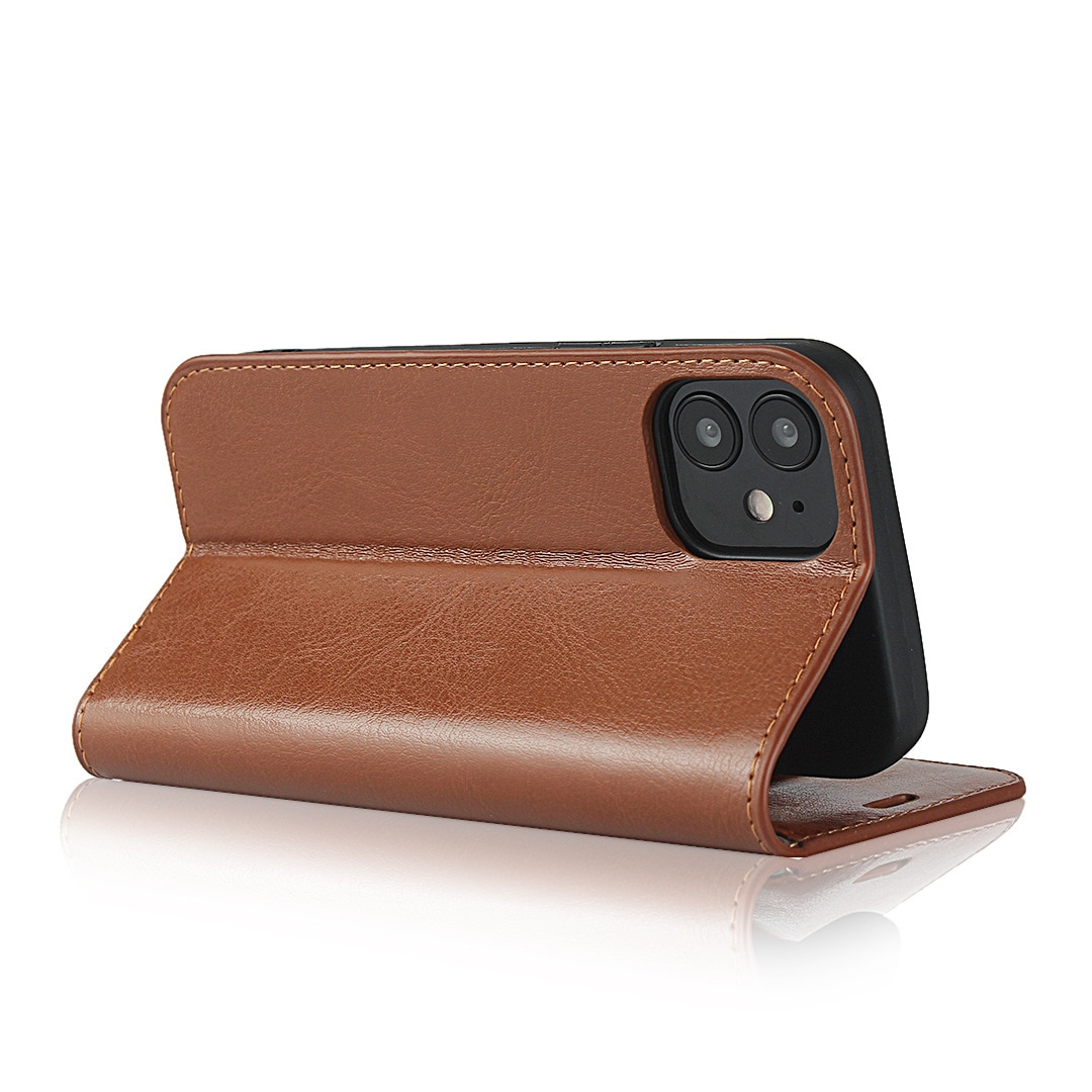 iPhone XR Genuine Leather Wallet Case Brown
