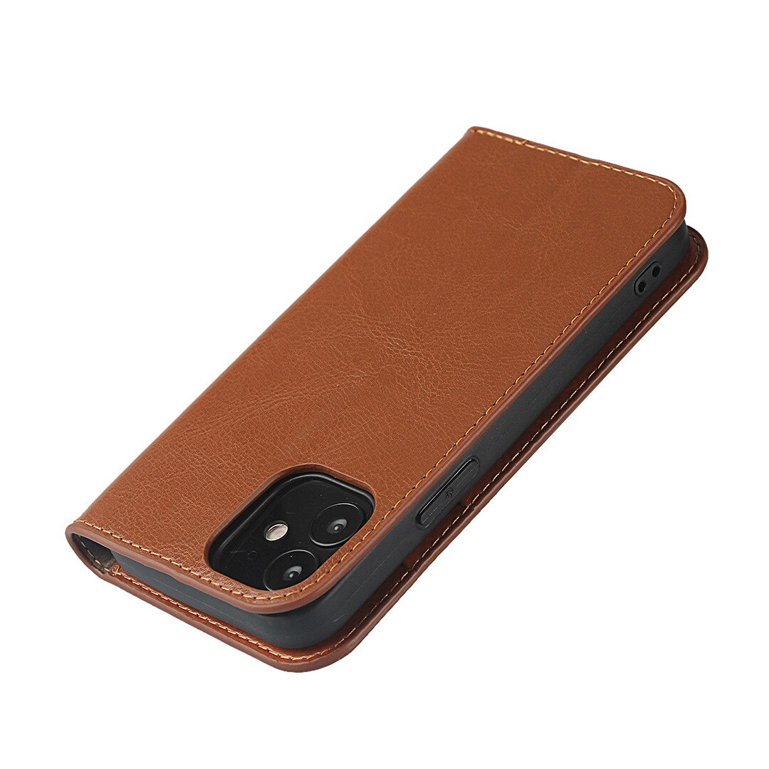 iPhone XR Genuine Leather Wallet Case Brown