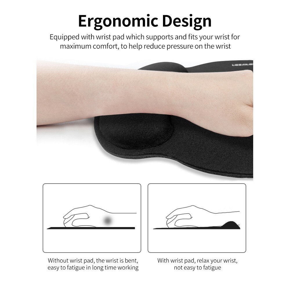 Mousepad with Wrist Support Black