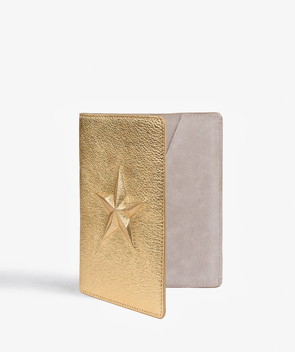 Passport Cover Star Metallic Gold