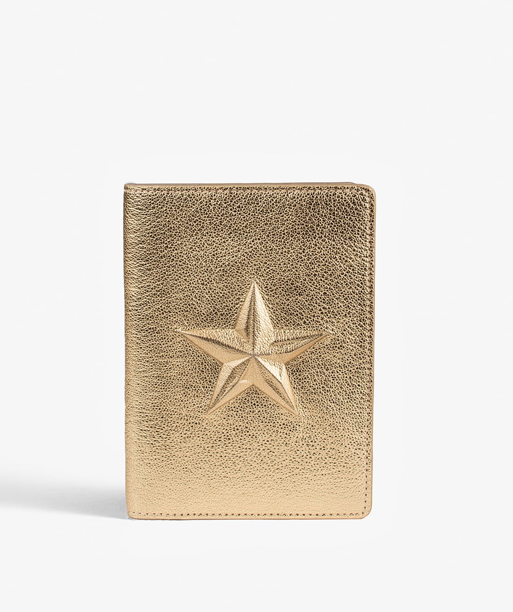 Passport Cover Star Metallic Gold