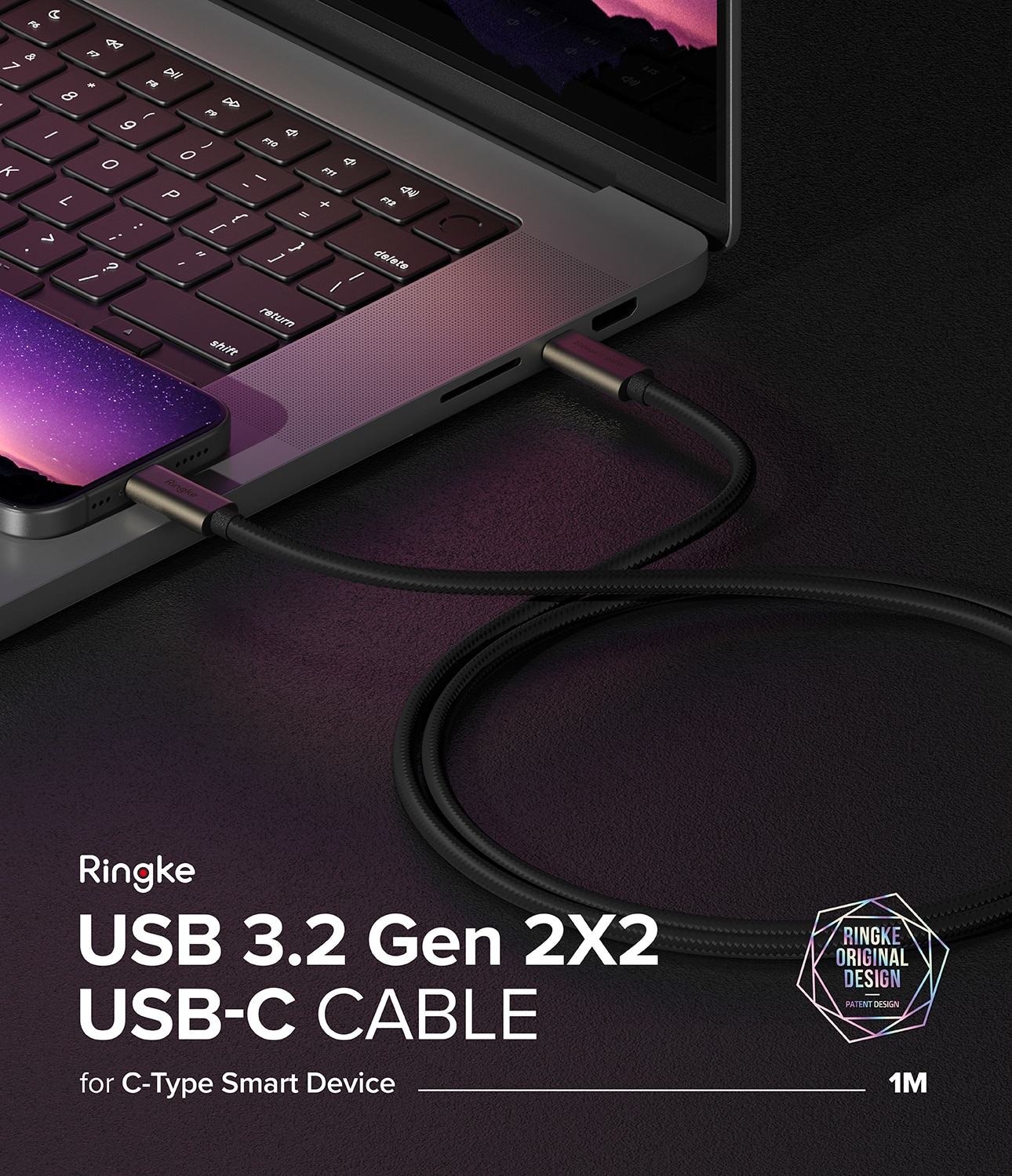USB-C to USB-C 3.2 Gen 2x2 Cable 1m Black