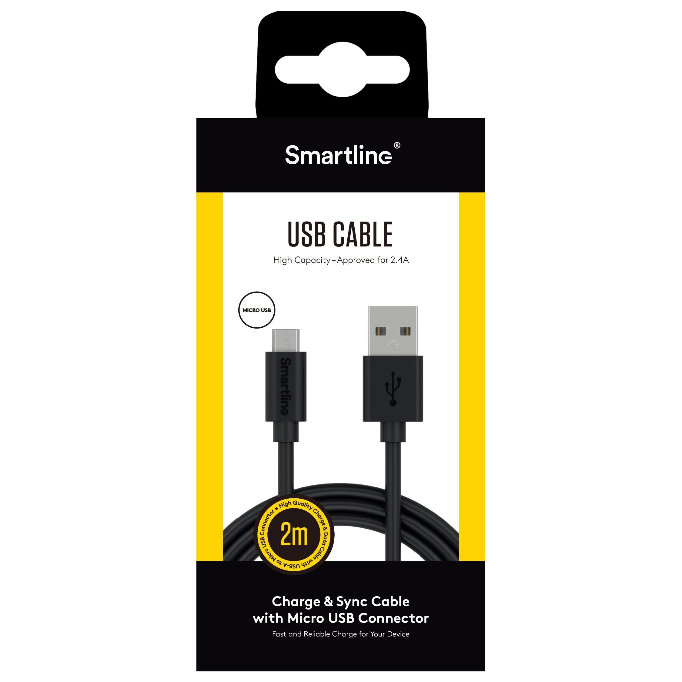 USB-A to MicroUSB Cable 2 meters Black