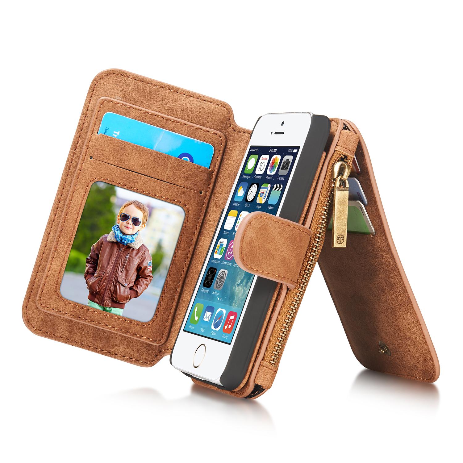 iPhone 5/5S/SE Multi-slot Wallet Case Brown