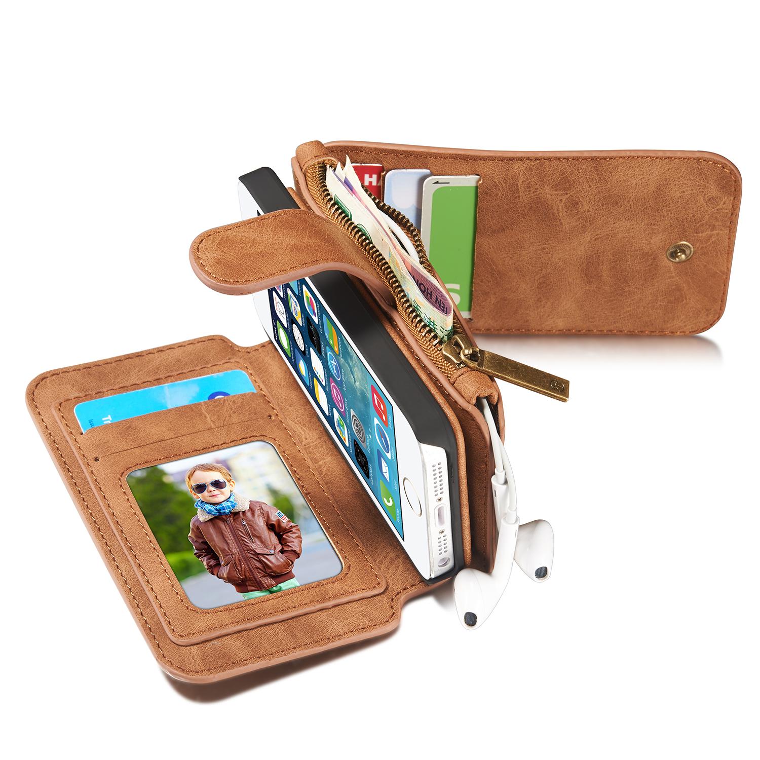 iPhone 5/5S/SE Multi-slot Wallet Case Brown