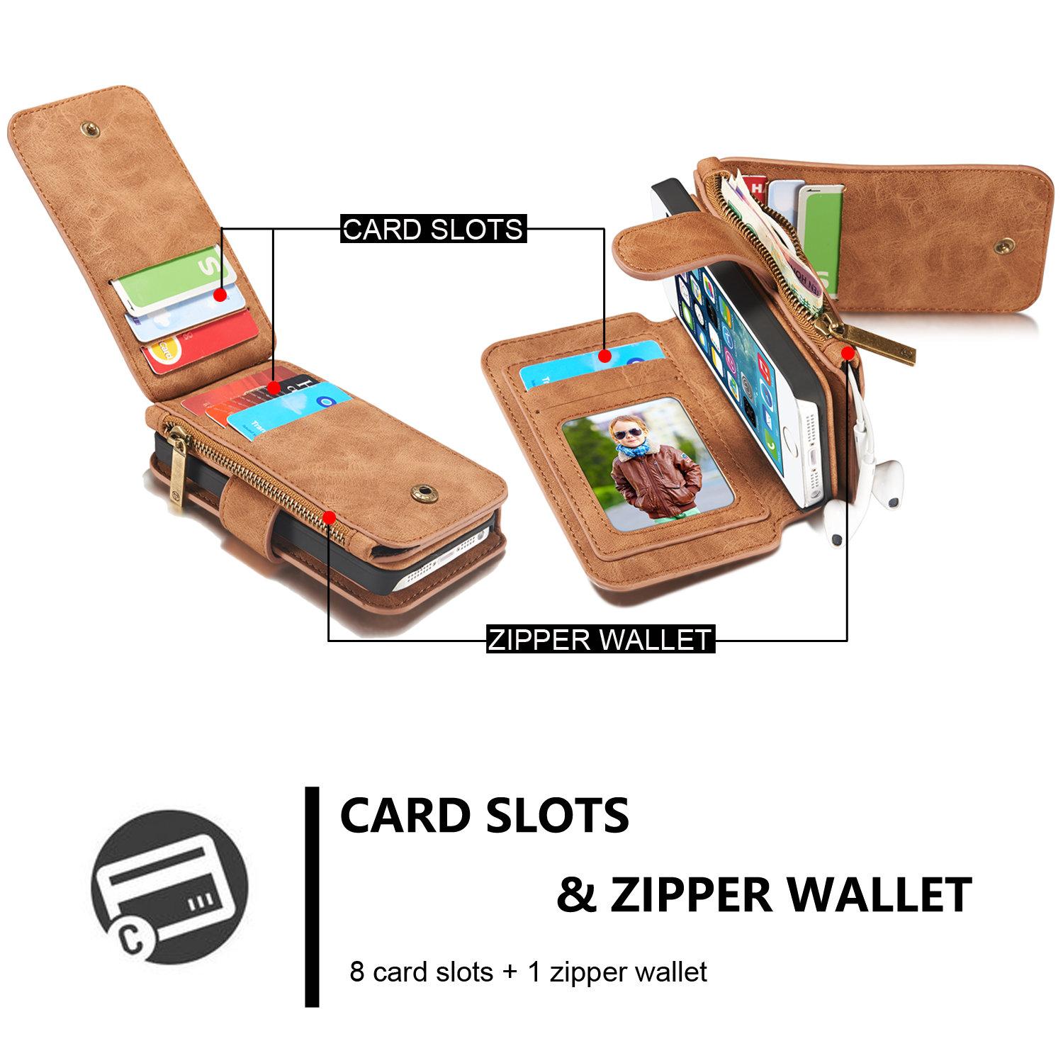 iPhone 5/5S/SE Multi-slot Wallet Case Brown