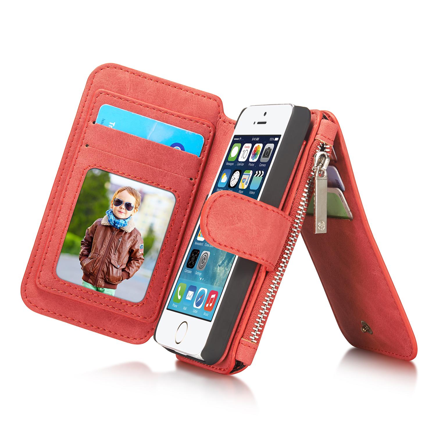 Apple iPhone 5/5S/SE Multi-slot Wallet Case Red