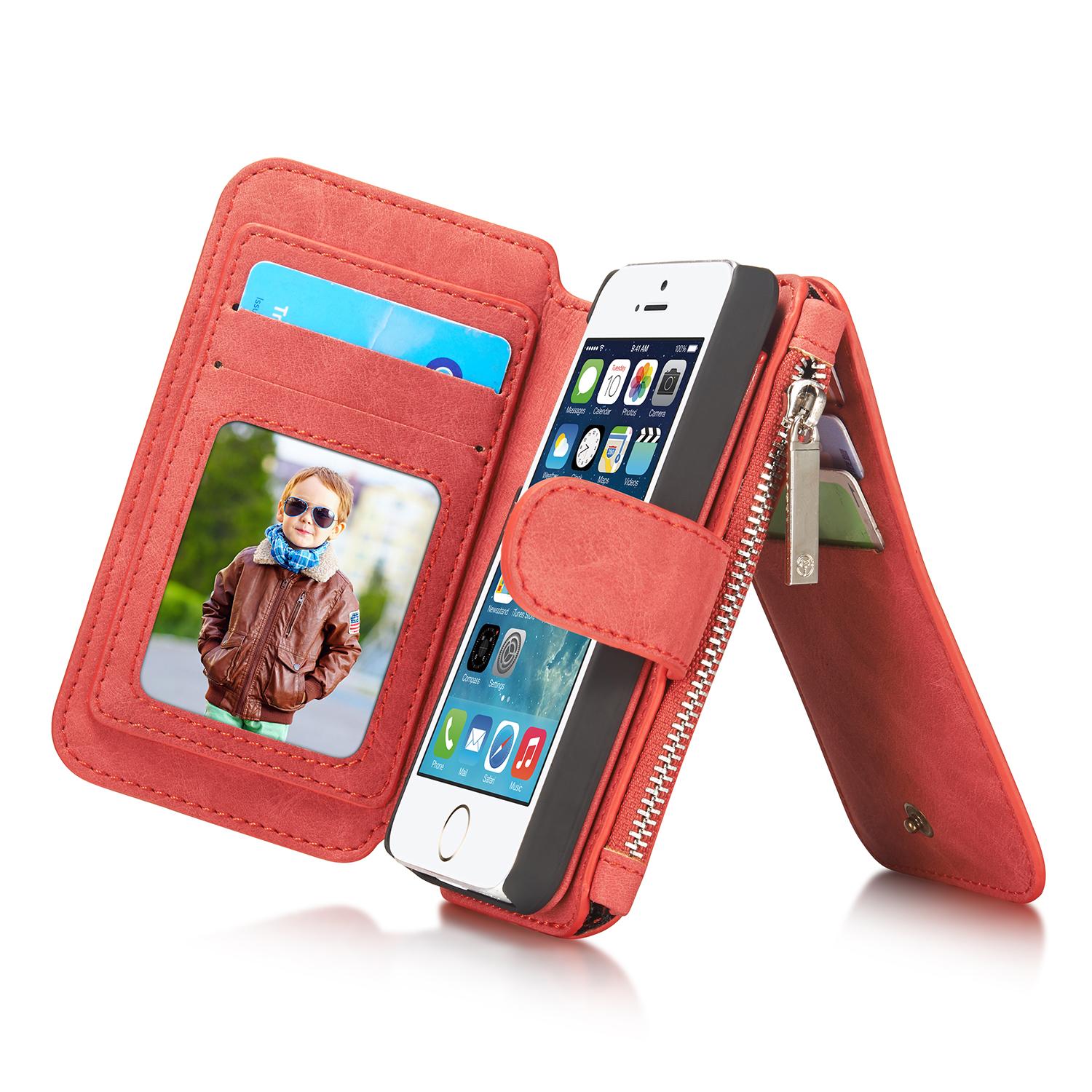 iPhone 5/5S/SE Multi-slot Wallet Case Red