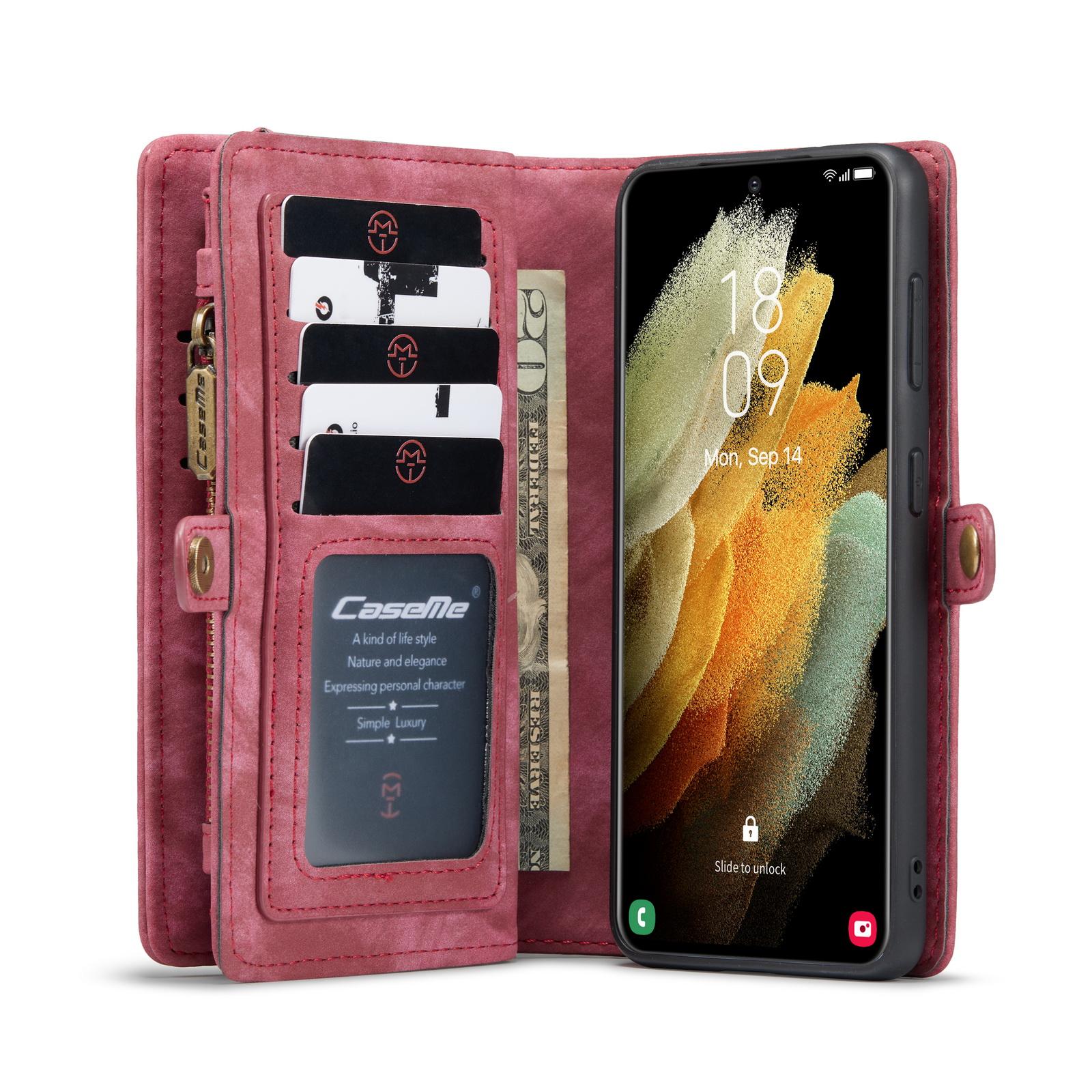 Samsung Galaxy S21 Multi-slot Wallet Case Red