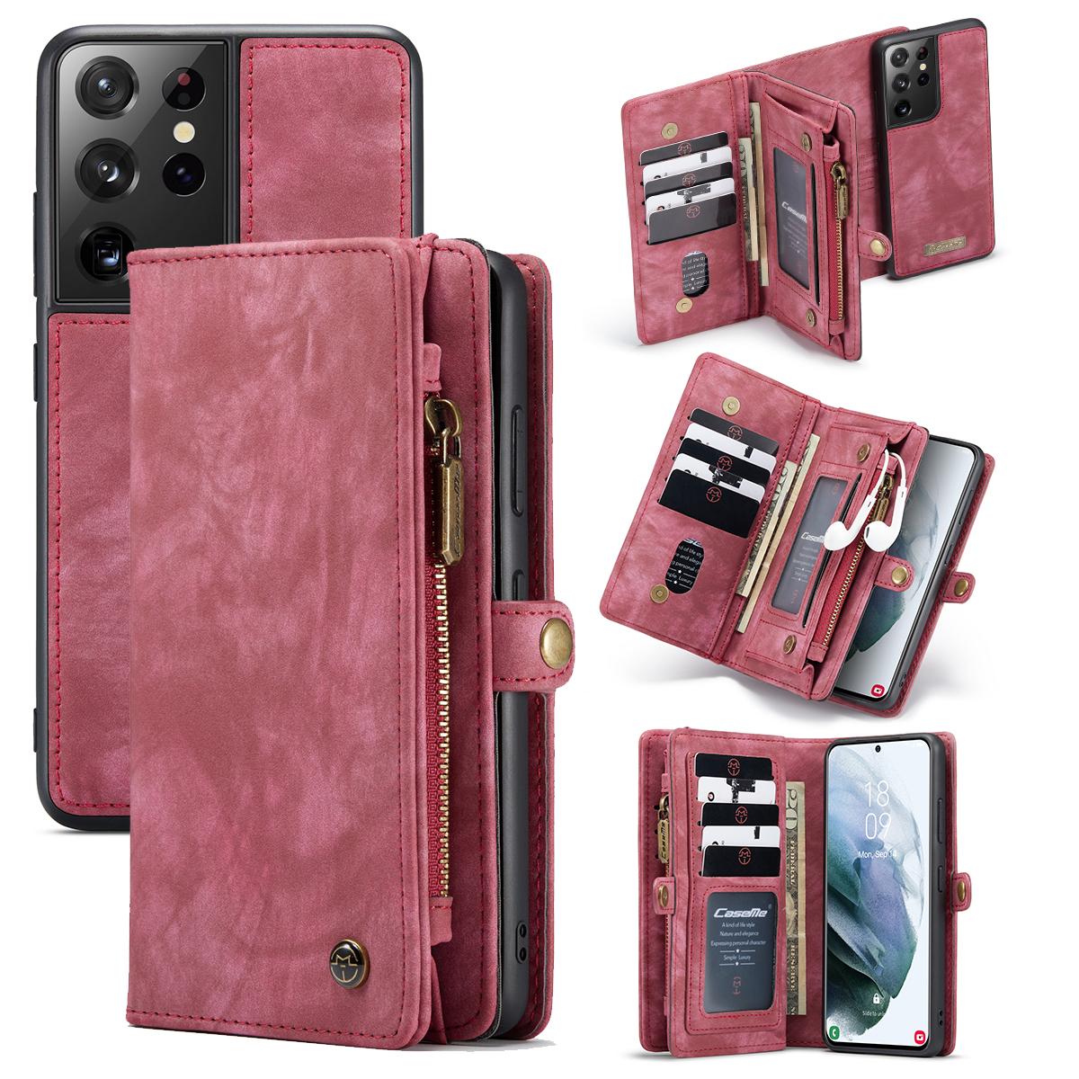 Samsung Galaxy S21 Ultra Multi-slot Wallet Case Red