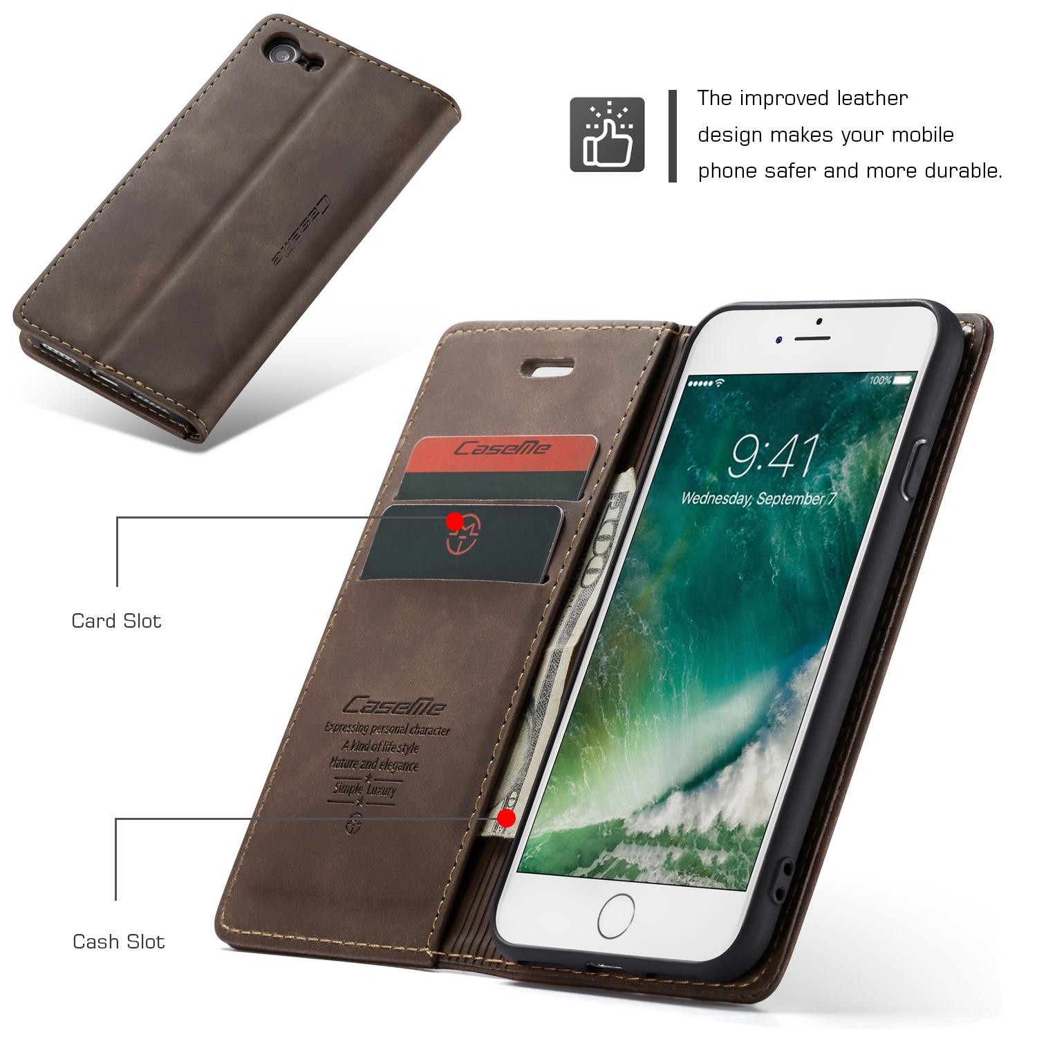 iPhone SE (2022) Slim Wallet Case Brown