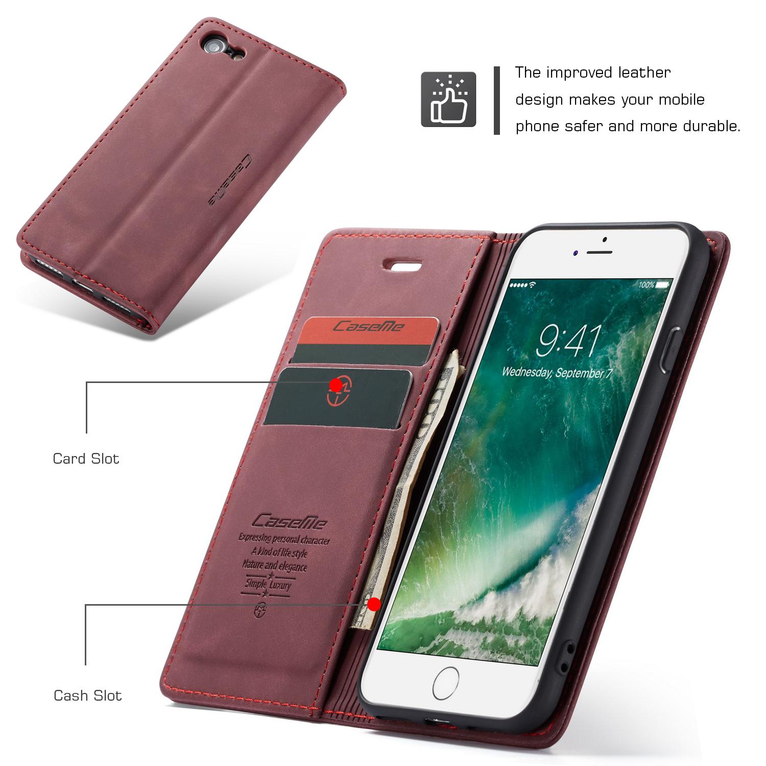 iPhone 8 Slim Wallet Case Red