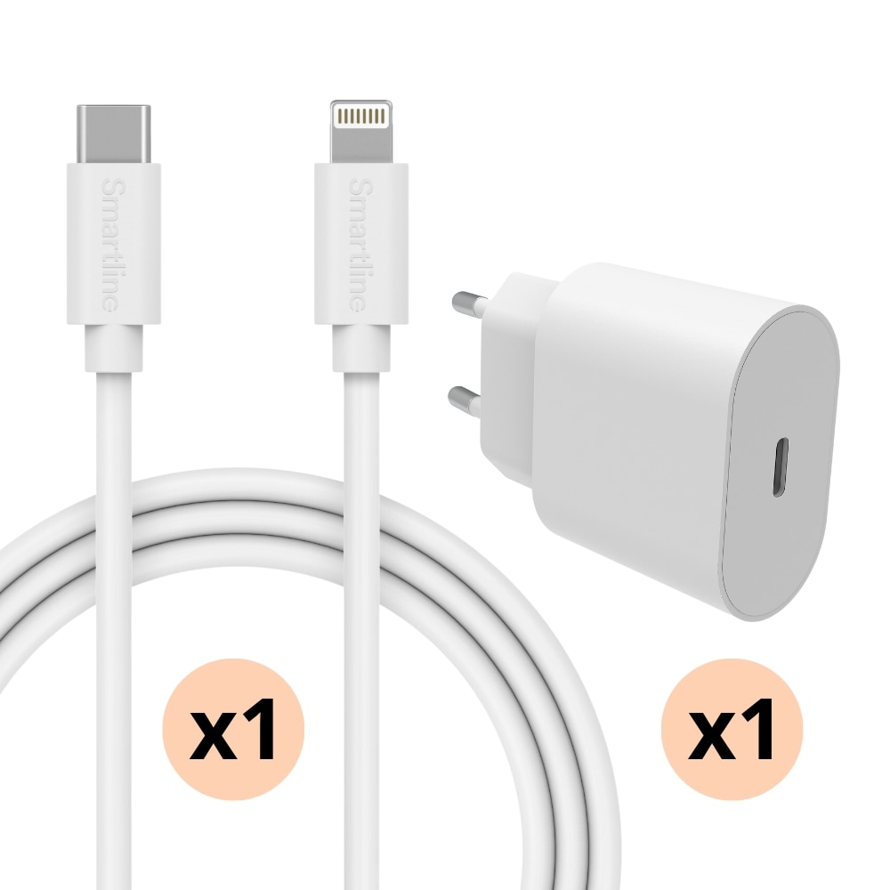 Complete Charger for iPhone 7 - 2m Cable and Wall Charger - Smartline