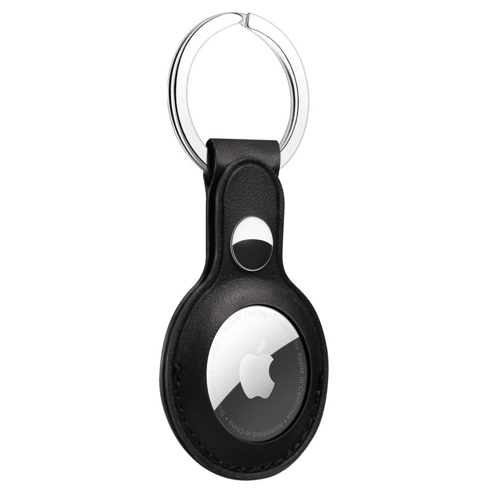 AirTag Leather Key Ring Black