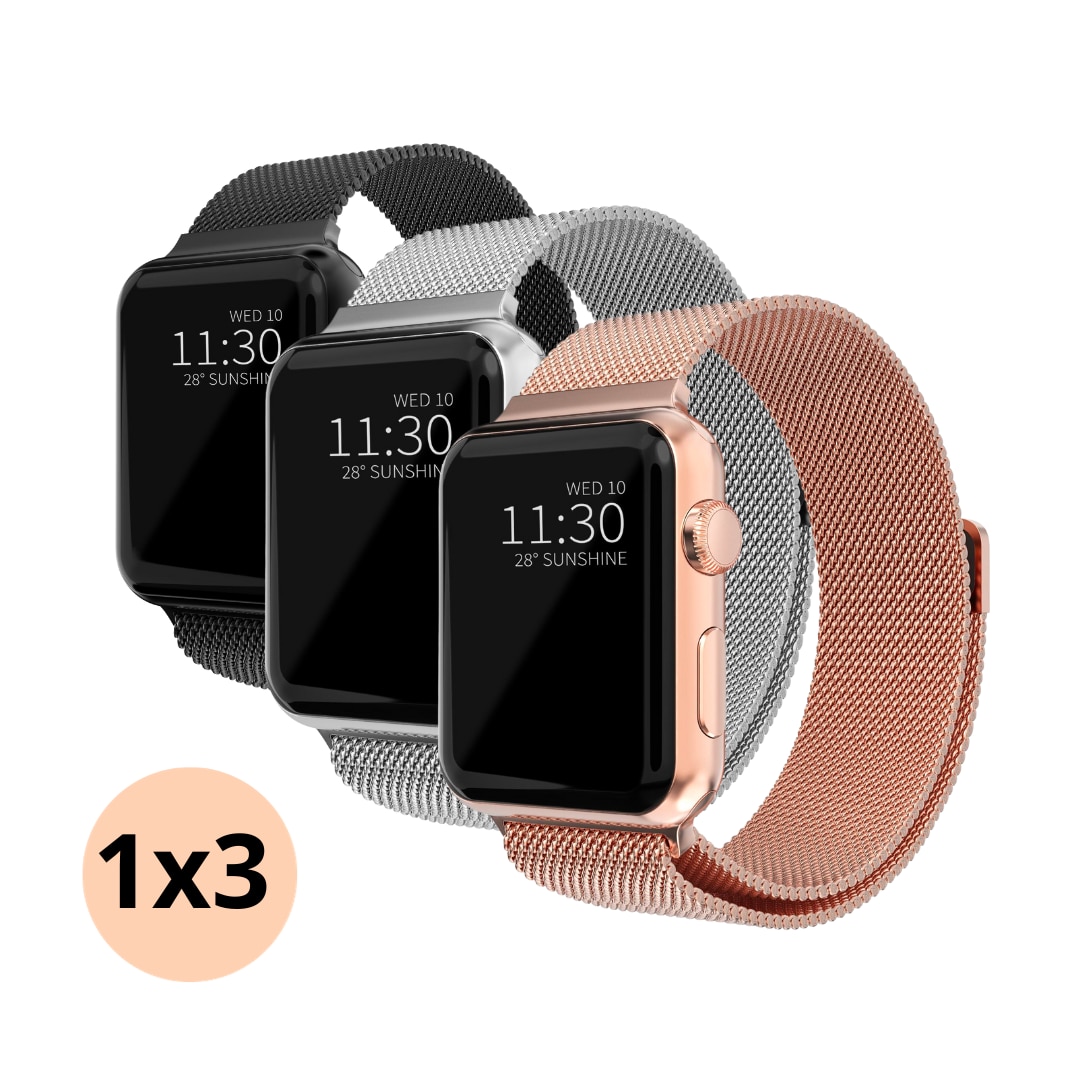 Apple Watch Ultra 49mm Kit Milanese Loop Band Black, Silver, Rose Gold