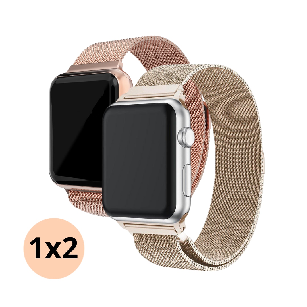 Apple Watch 44mm Kit Milanese Loop Band Champagne Gold & Rose Gold