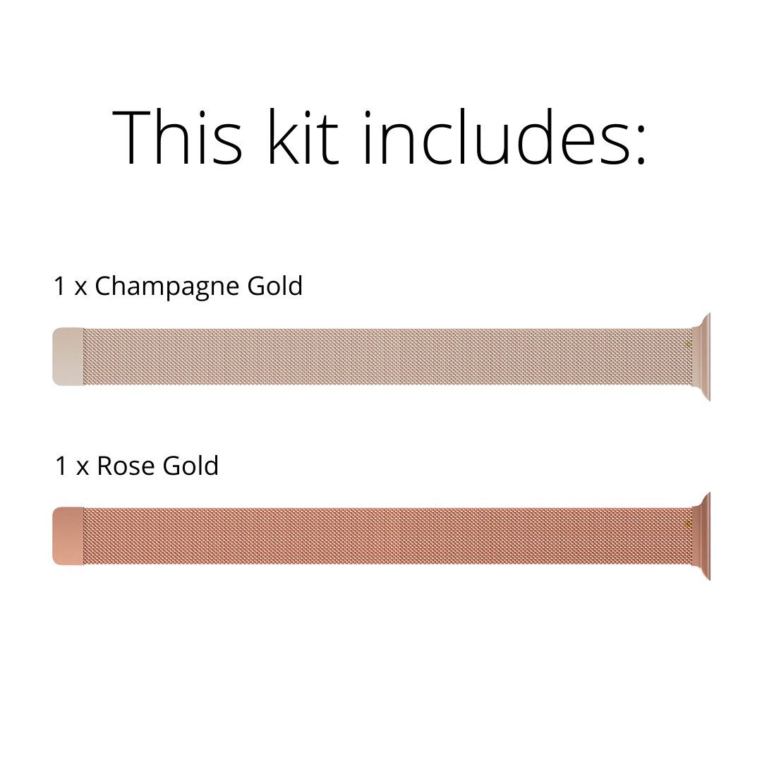 Apple Watch 44mm Kit Milanese Loop Band Champagne Gold & Rose Gold