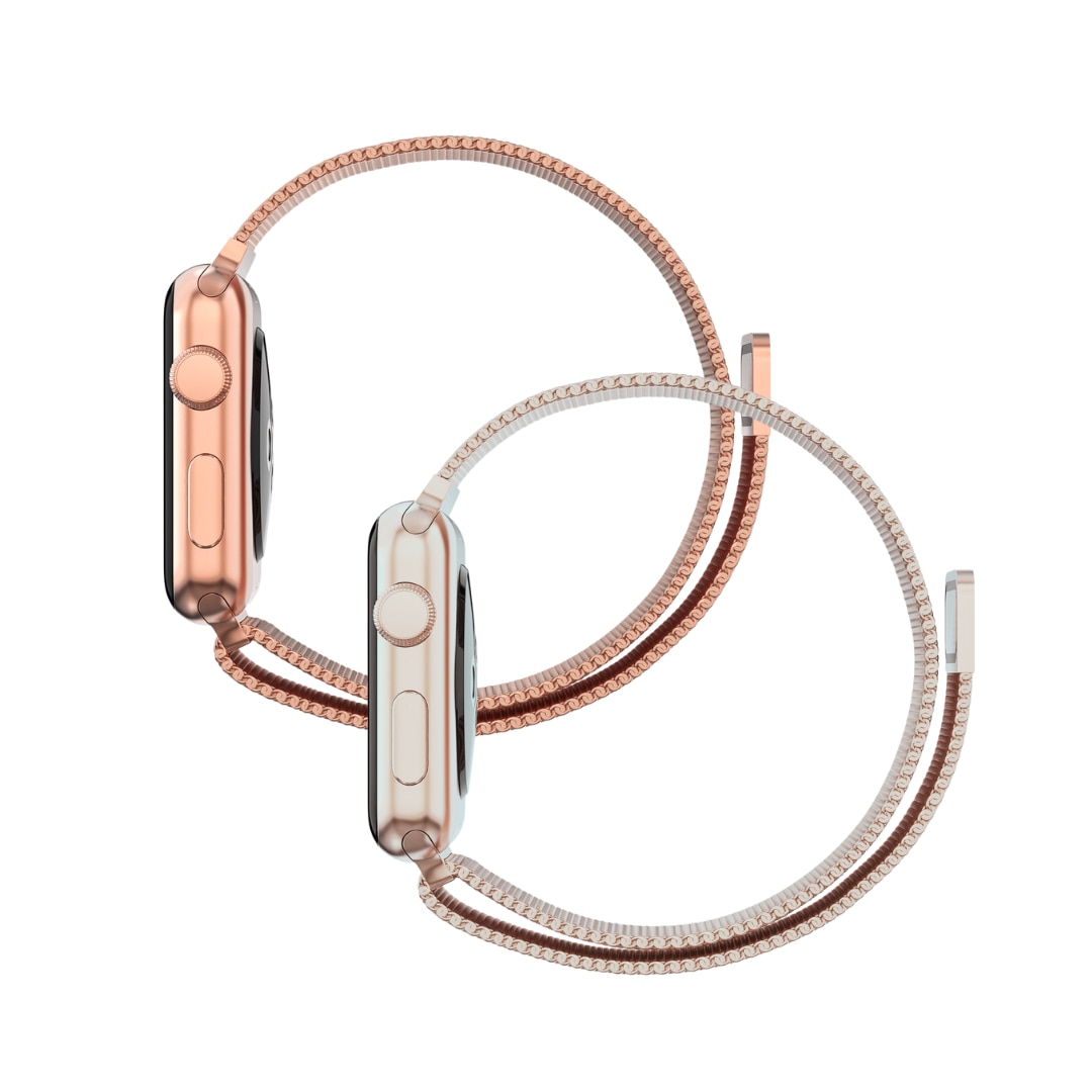 Apple Watch SE 44mm Kit Milanese Loop Band Champagne Gold & Rose Gold