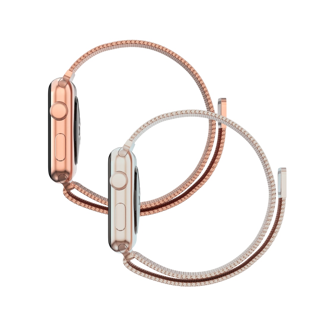 Apple Watch 45mm Series 7 Kit Milanese Loop Band Champagne Gold & Rose Gold