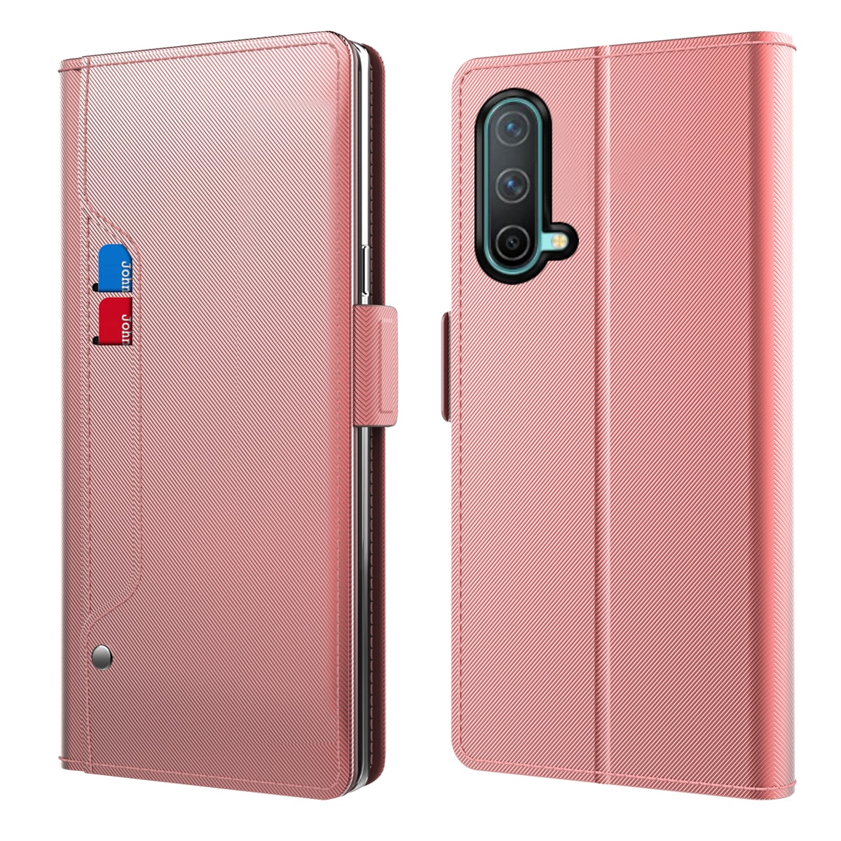 OnePlus Nord CE 5G Wallet Case Mirror Pink Gold