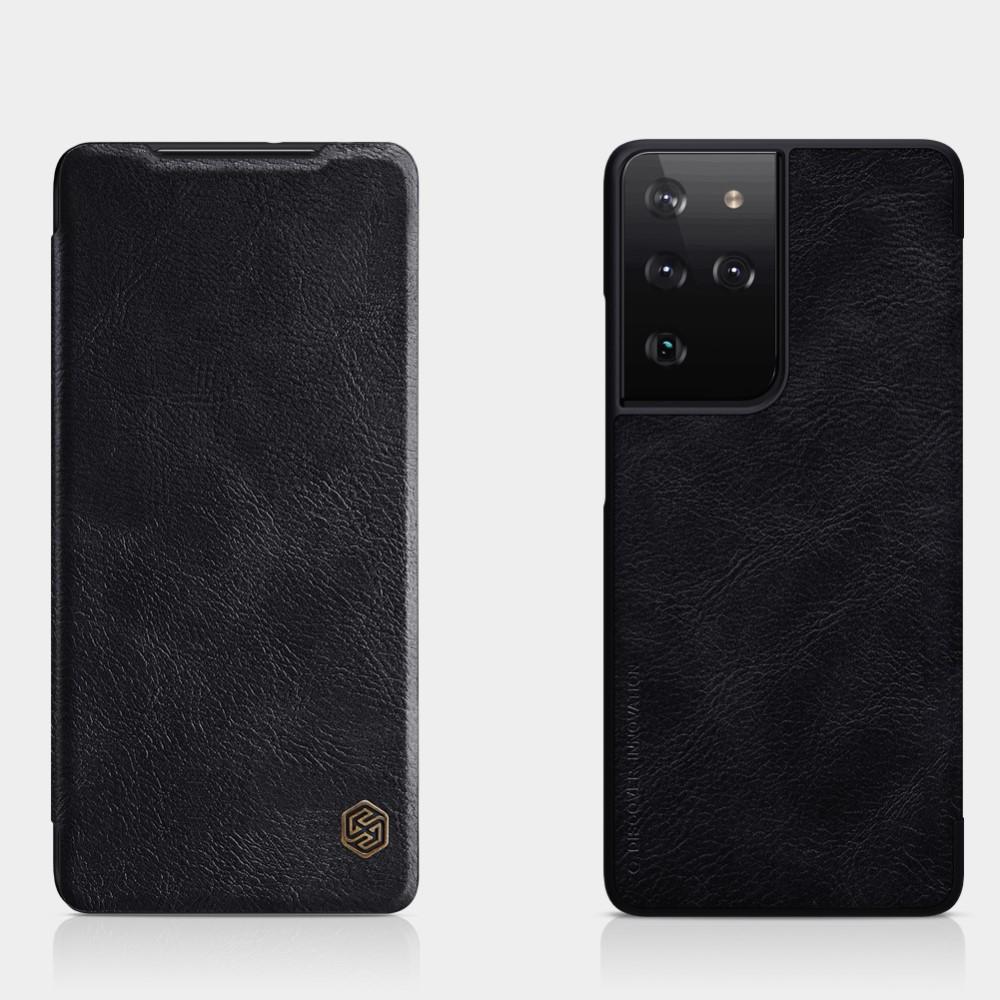 Samsung Galaxy S21 Ultra Qin Series Leather Cover Black