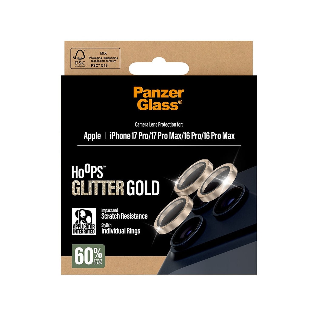 iPhone 16 Pro Max Hoops Camera Lens Protector Glitter Gold