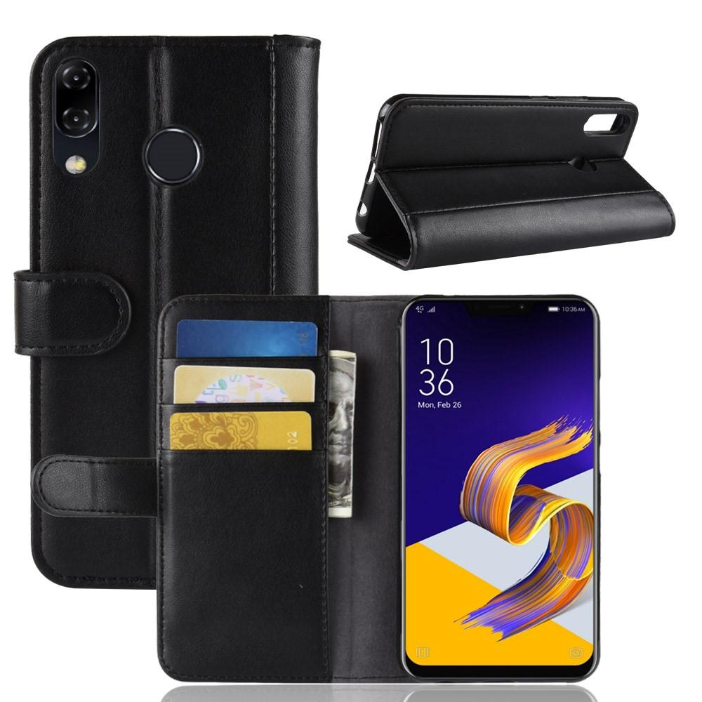 Asus ZenFone 5/5Z Genuine Leather Wallet Case Black