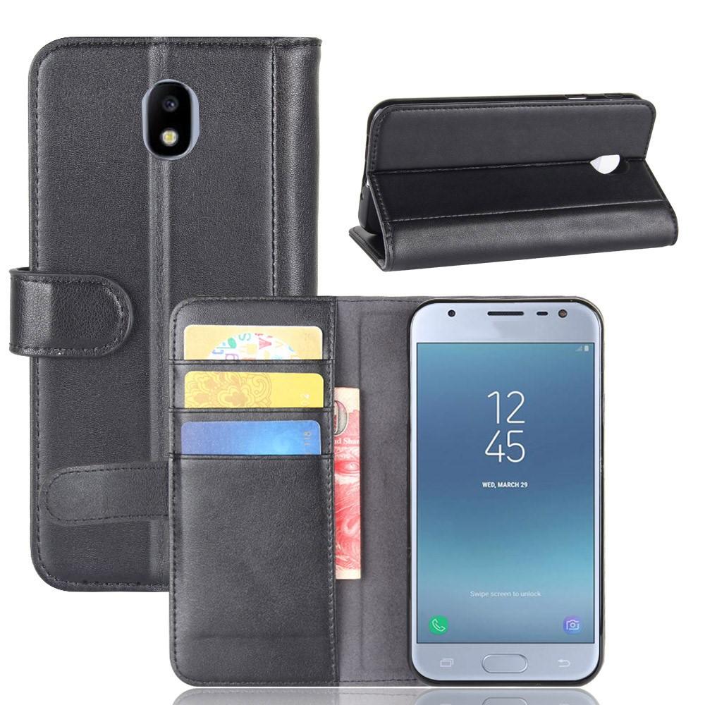 Samsung Galaxy J3 2017 Genuine Leather Wallet Case Black