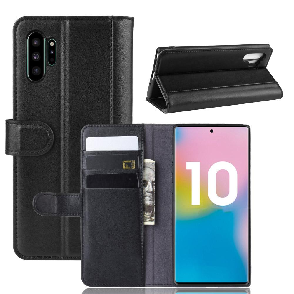 Samsung Galaxy Note 10 Plus Genuine Leather Wallet Case Black