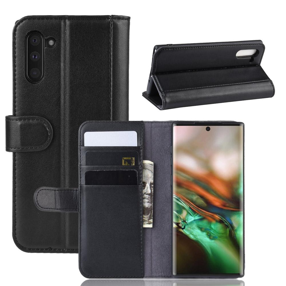 Samsung Galaxy Note 10 Genuine Leather Wallet Case Black