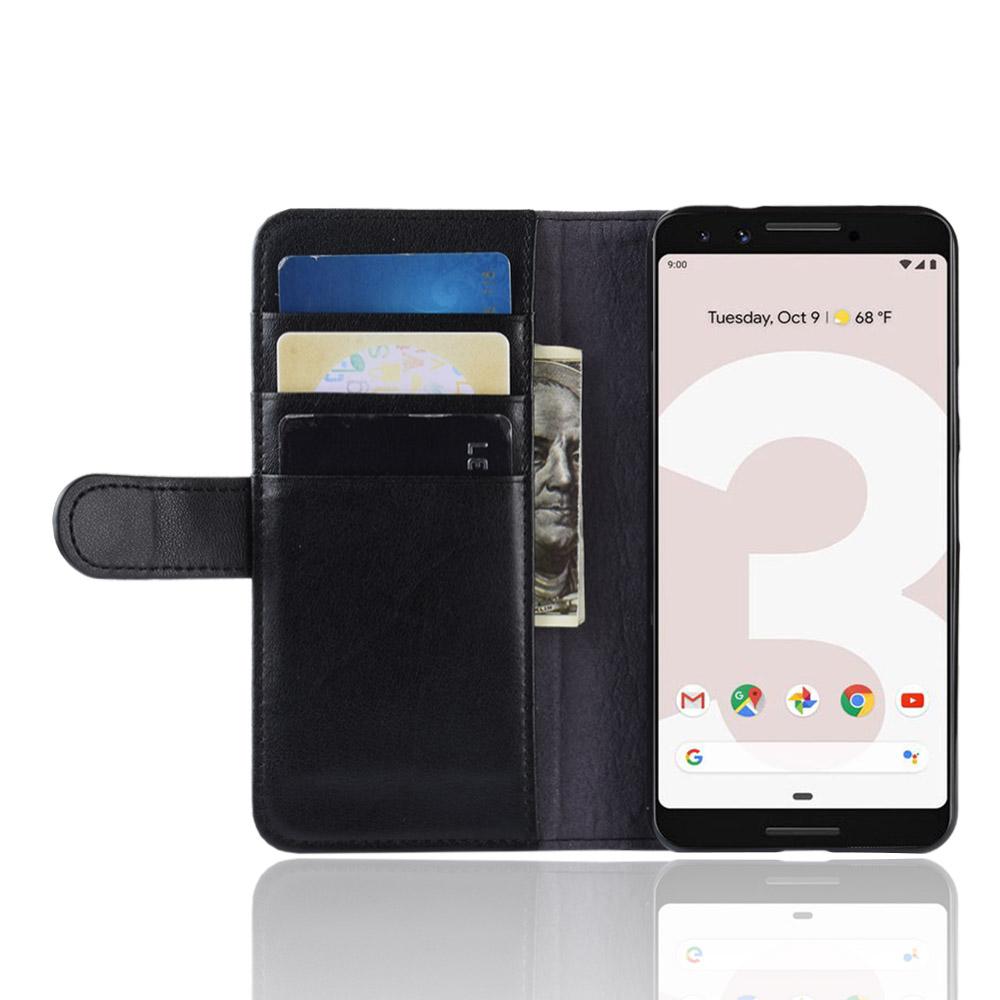 Google Pixel 3a Genuine Leather Wallet Case Black