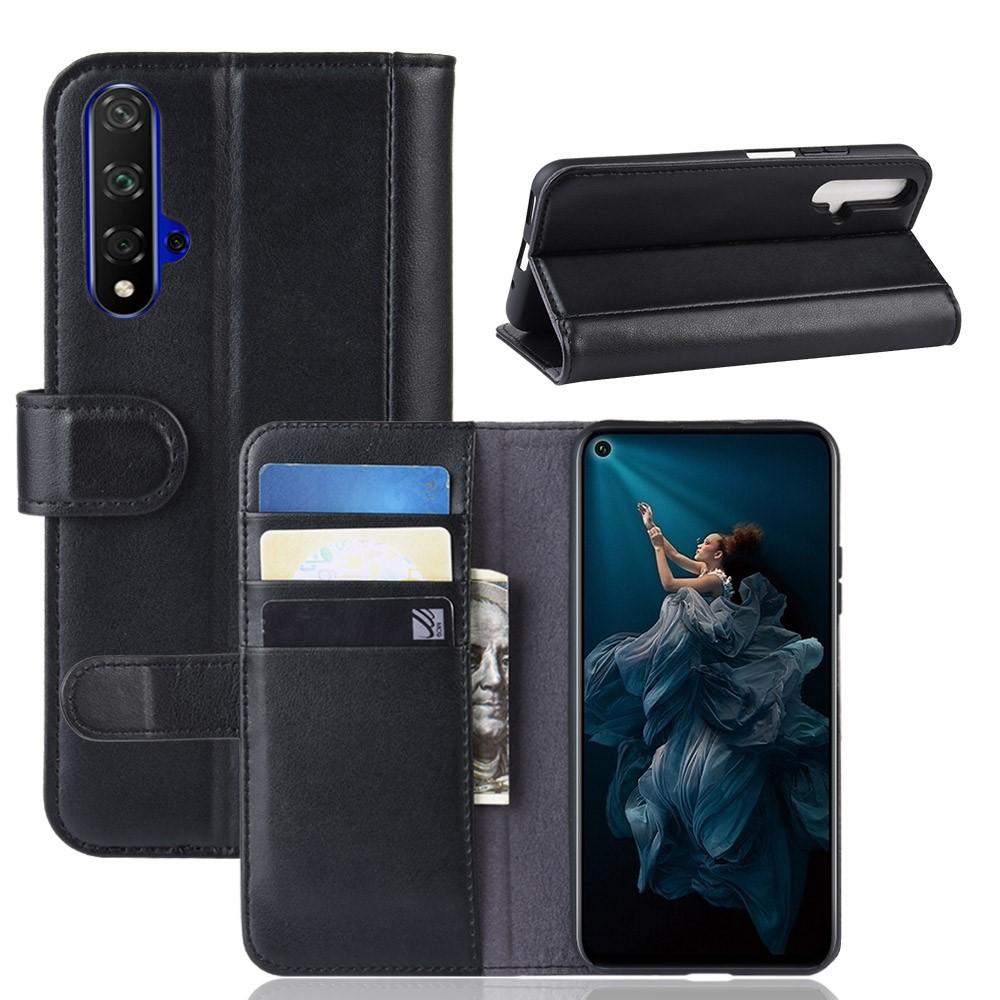 Huawei Nova 5T/Honor 20 Genuine Leather Wallet Case Black