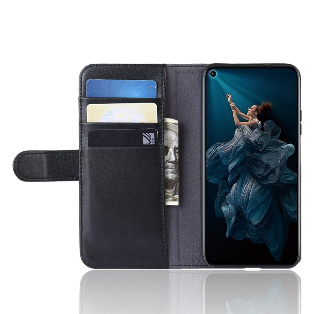 Huawei Nova 5T/Honor 20 Genuine Leather Wallet Case Black