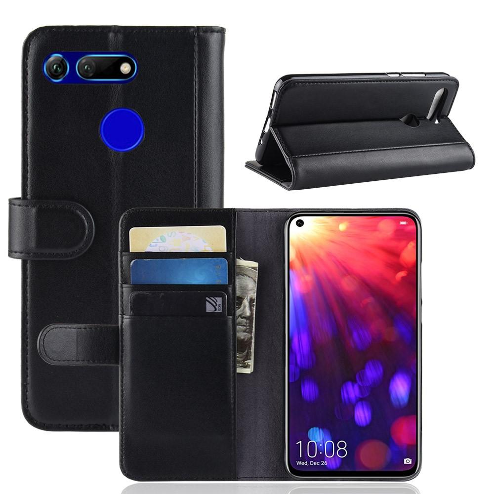 Huawei Honor View 20 Genuine Leather Wallet Case Black