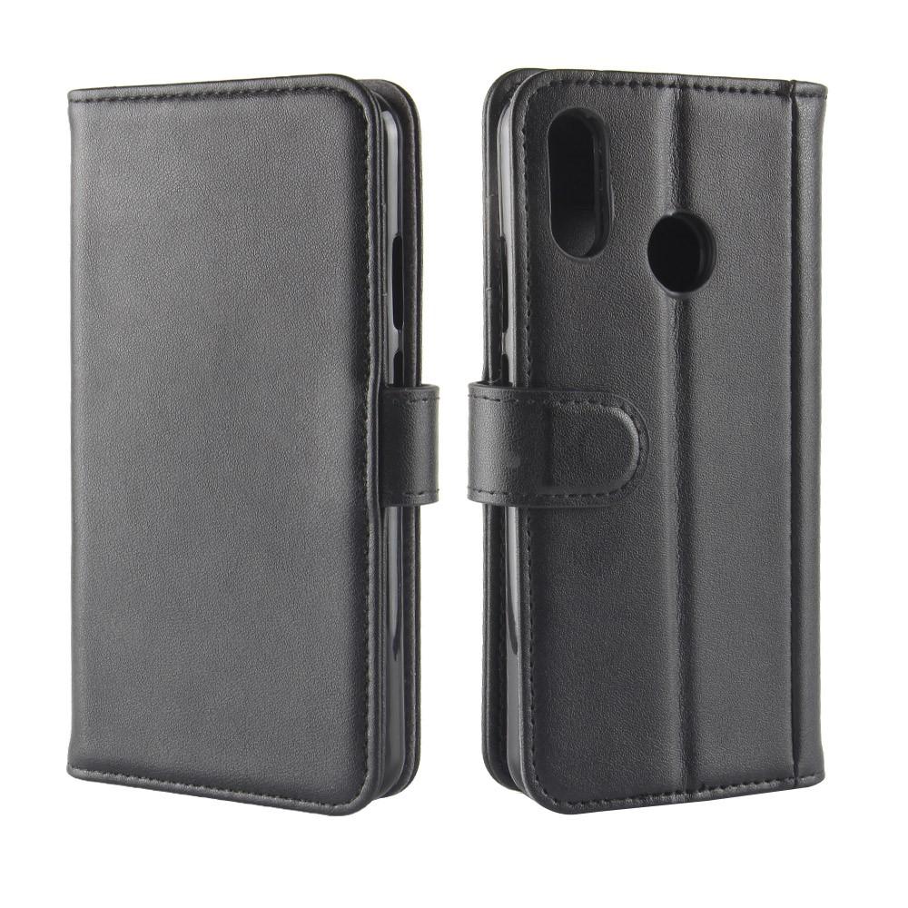 Huawei P20 Lite Genuine Leather Wallet Case Black