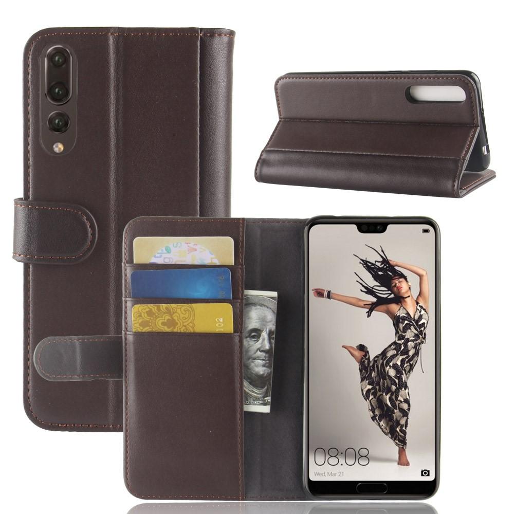 Huawei P20 Pro Genuine Leather Wallet Case Brown