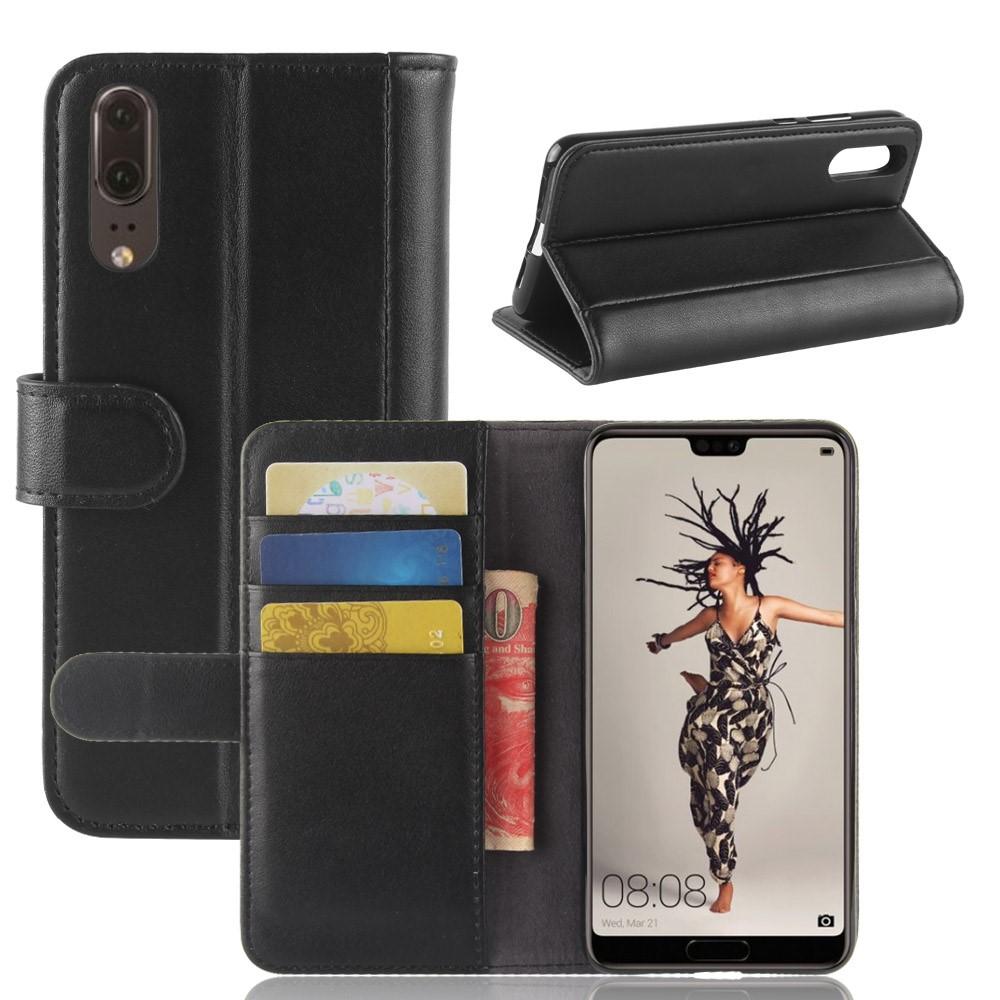 Huawei P20 Genuine Leather Wallet Case Black