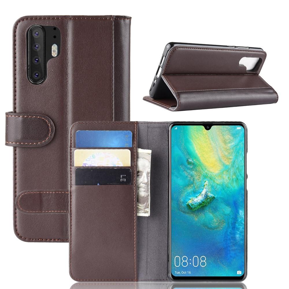 Huawei P30 Pro Genuine Leather Wallet Case Brown