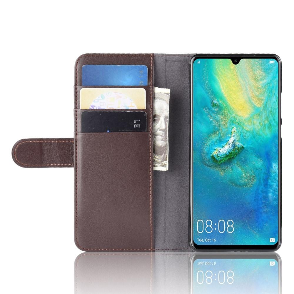 Huawei P30 Pro Genuine Leather Wallet Case Brown