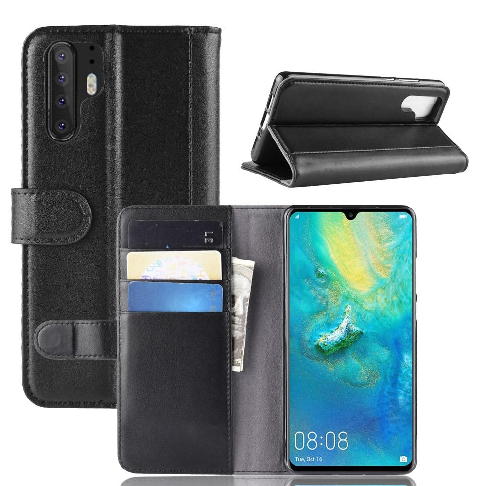 Huawei P30 Pro Genuine Leather Wallet Case Black