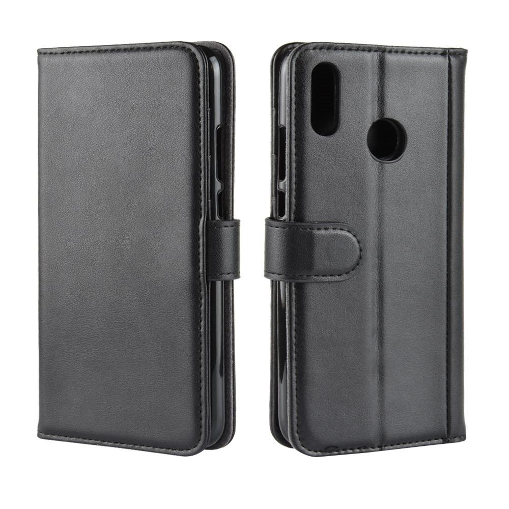 Huawei P Smart 2019 Genuine Leather Wallet Case Black