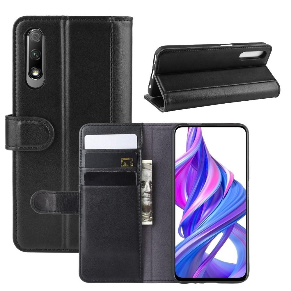 Huawei P Smart Pro Genuine Leather Wallet Case Black