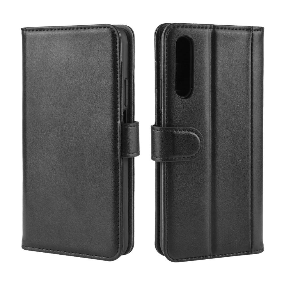 Huawei P Smart Pro Genuine Leather Wallet Case Black