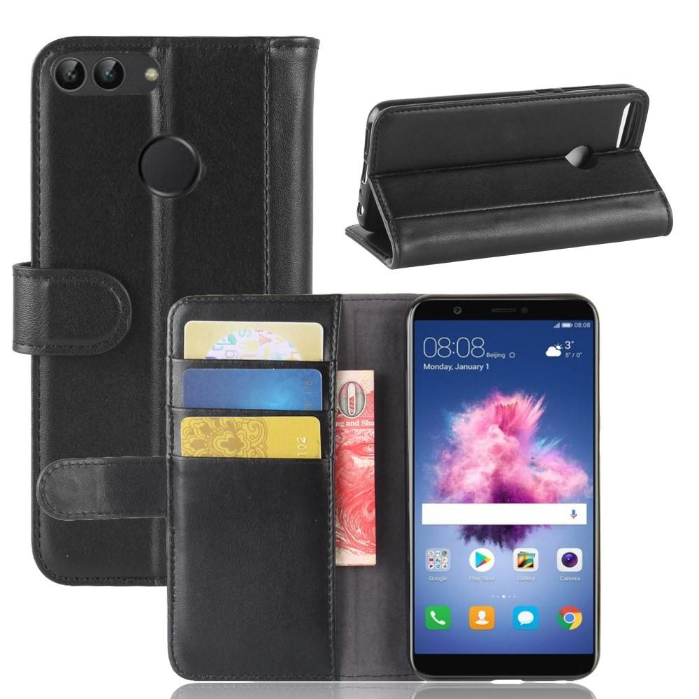 Huawei P Smart Genuine Leather Wallet Case Black