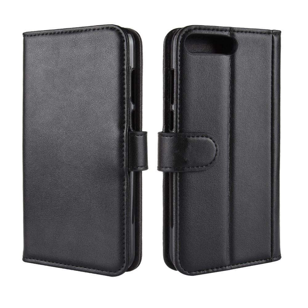 Huawei Y6 2018 Genuine Leather Wallet Case Black