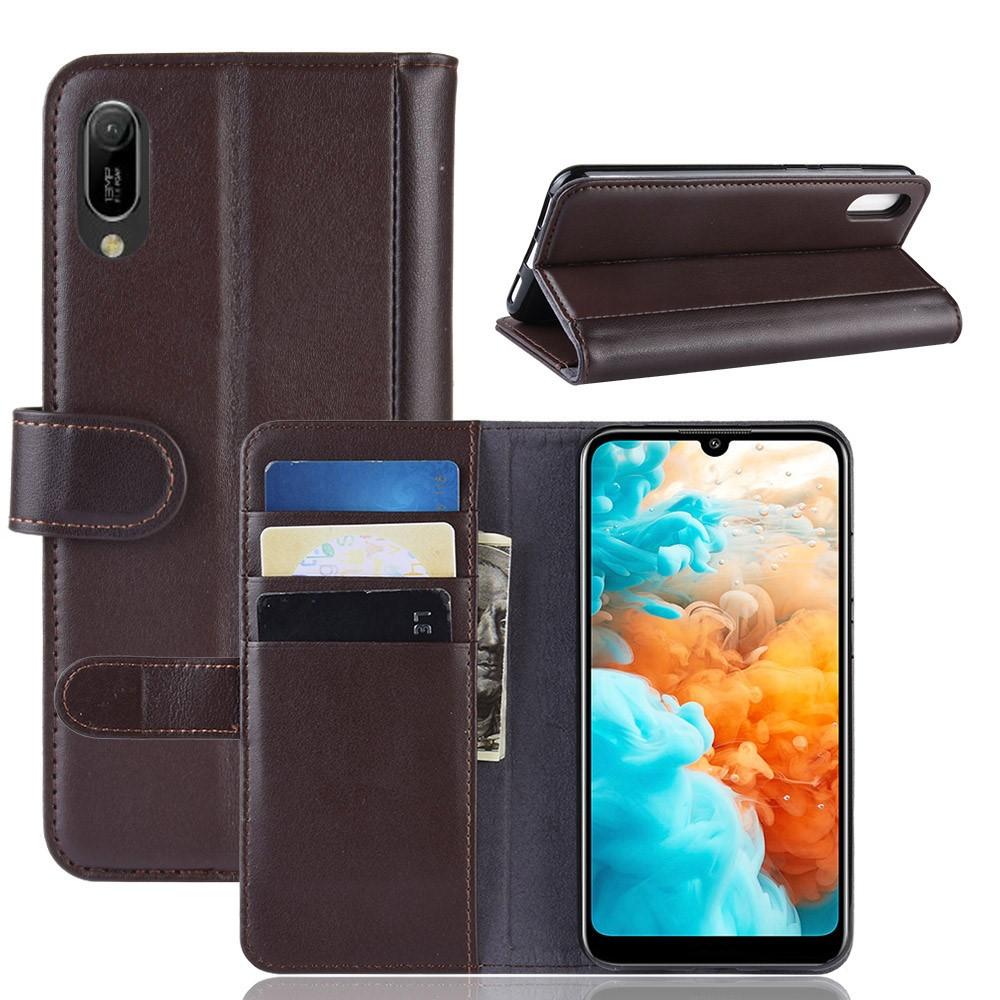 Huawei Y6 2019 Genuine Leather Wallet Case Brown