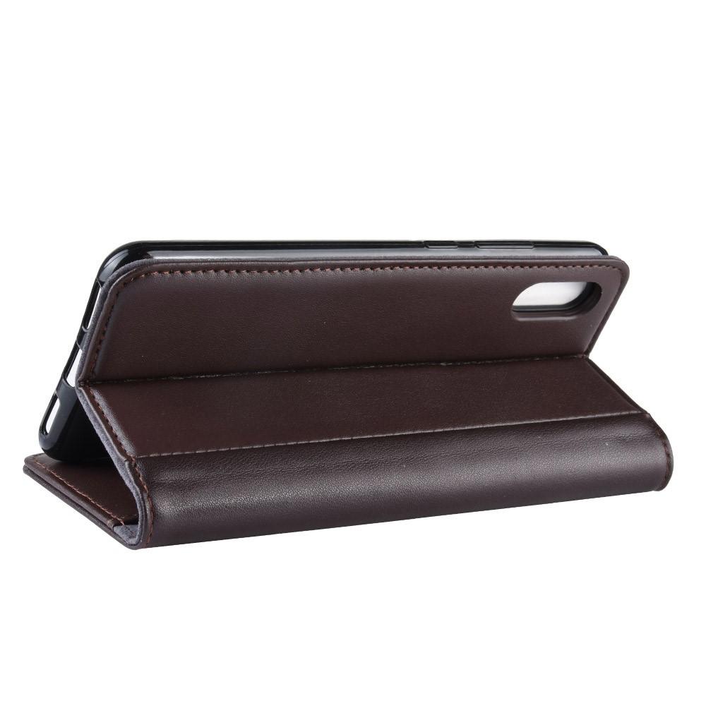 Huawei Y6 2019 Genuine Leather Wallet Case Brown