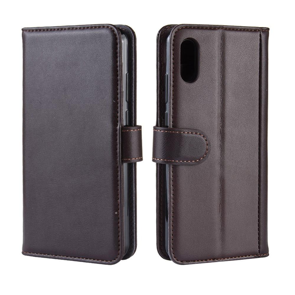 Huawei Y6 2019 Genuine Leather Wallet Case Brown