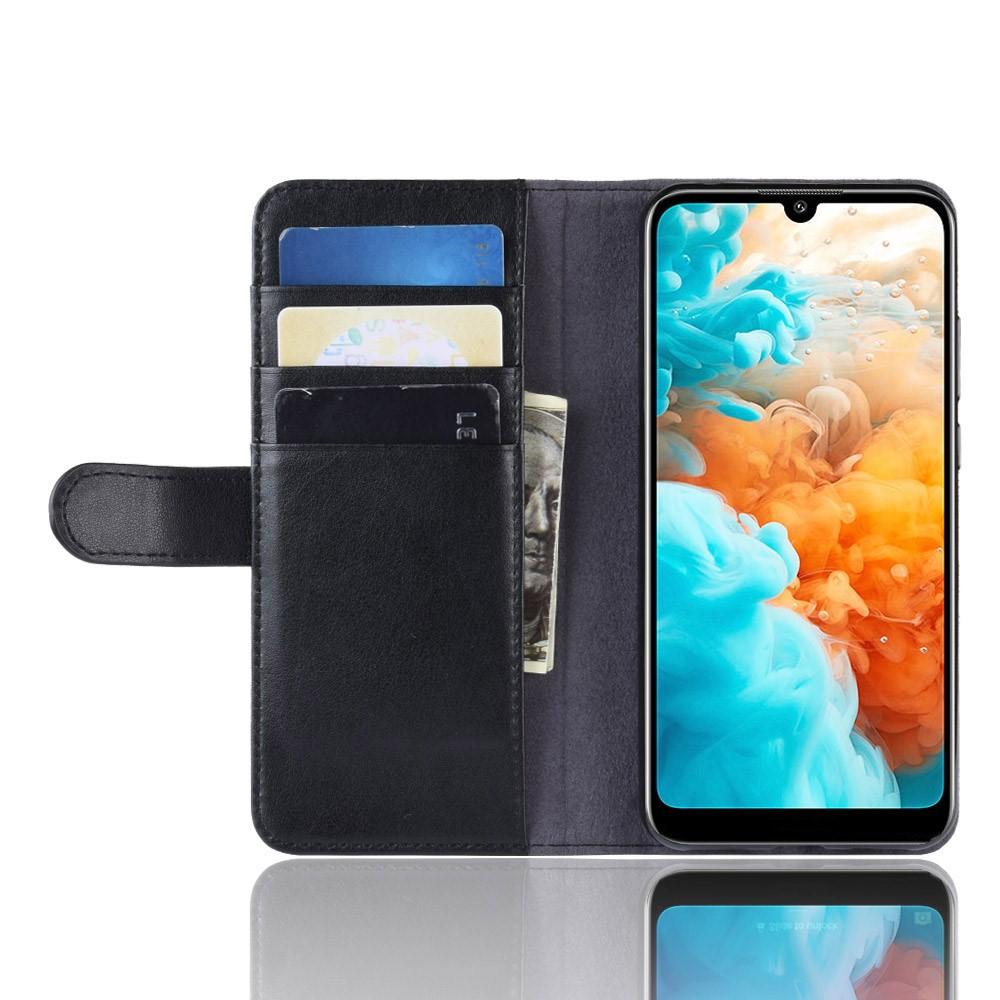 Huawei Y6 2019 Genuine Leather Wallet Case Black