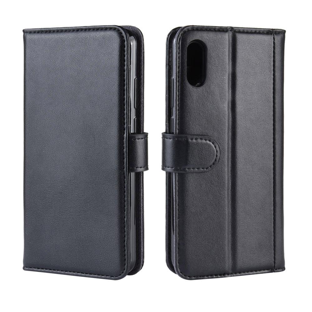 Huawei Y6 2019 Genuine Leather Wallet Case Black